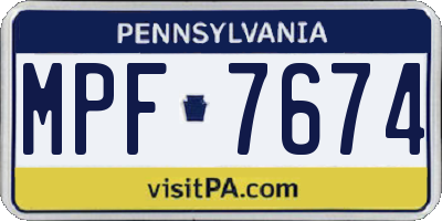 PA license plate MPF7674