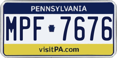 PA license plate MPF7676