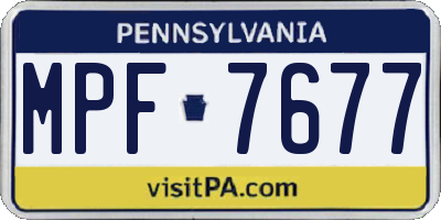 PA license plate MPF7677