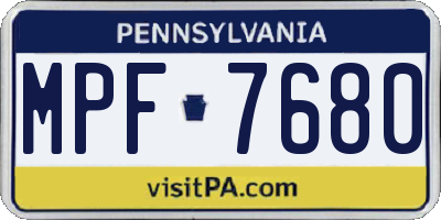 PA license plate MPF7680