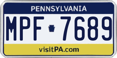 PA license plate MPF7689