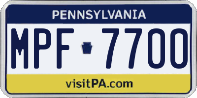 PA license plate MPF7700