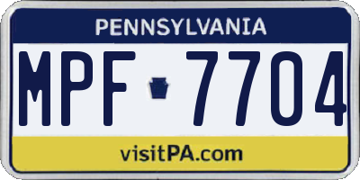 PA license plate MPF7704