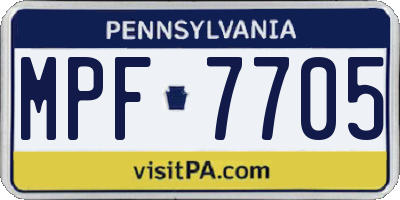PA license plate MPF7705