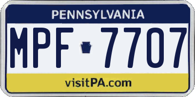 PA license plate MPF7707
