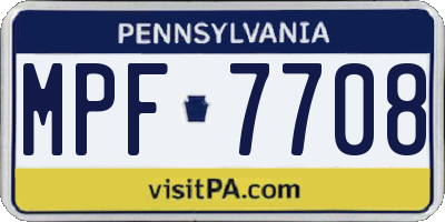 PA license plate MPF7708