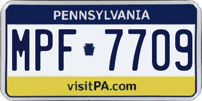 PA license plate MPF7709