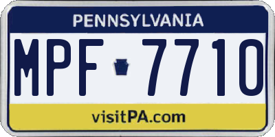 PA license plate MPF7710