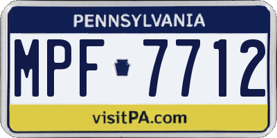 PA license plate MPF7712