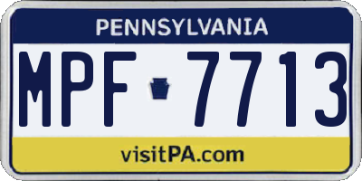 PA license plate MPF7713