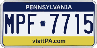 PA license plate MPF7715