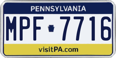 PA license plate MPF7716