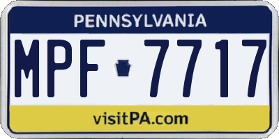PA license plate MPF7717