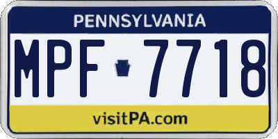 PA license plate MPF7718