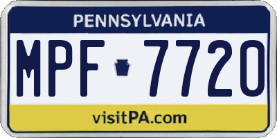 PA license plate MPF7720