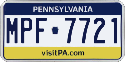 PA license plate MPF7721