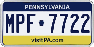 PA license plate MPF7722