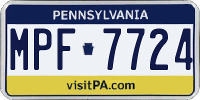 PA license plate MPF7724