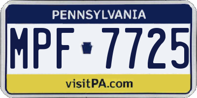PA license plate MPF7725