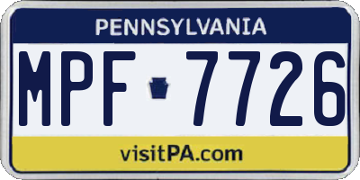 PA license plate MPF7726
