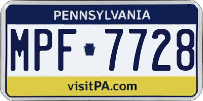 PA license plate MPF7728