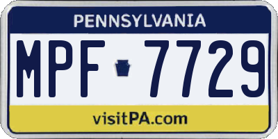 PA license plate MPF7729