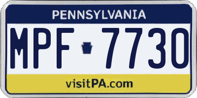 PA license plate MPF7730