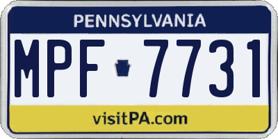 PA license plate MPF7731