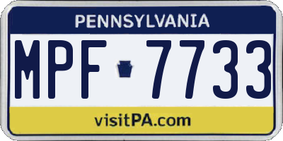 PA license plate MPF7733