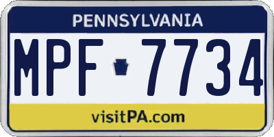 PA license plate MPF7734