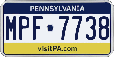 PA license plate MPF7738