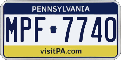 PA license plate MPF7740