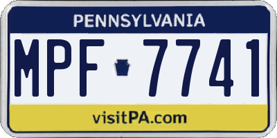 PA license plate MPF7741