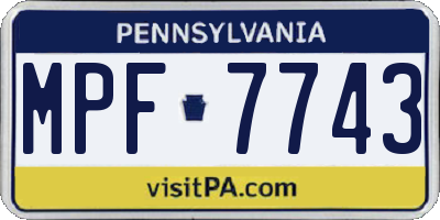 PA license plate MPF7743