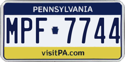 PA license plate MPF7744