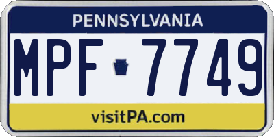 PA license plate MPF7749