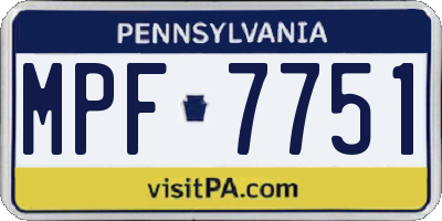 PA license plate MPF7751