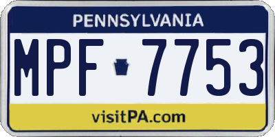 PA license plate MPF7753