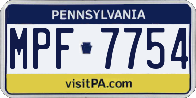 PA license plate MPF7754