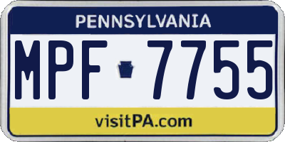 PA license plate MPF7755