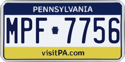 PA license plate MPF7756