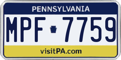 PA license plate MPF7759