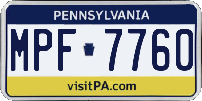 PA license plate MPF7760