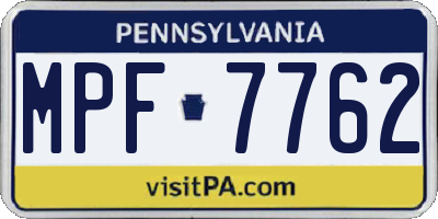 PA license plate MPF7762