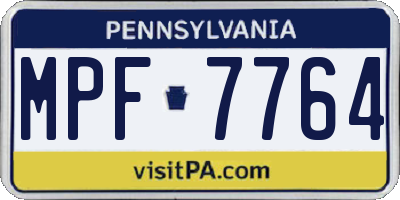 PA license plate MPF7764