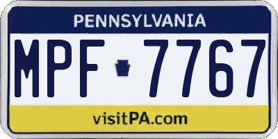 PA license plate MPF7767