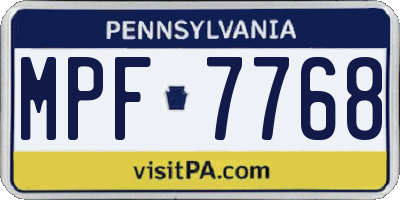 PA license plate MPF7768