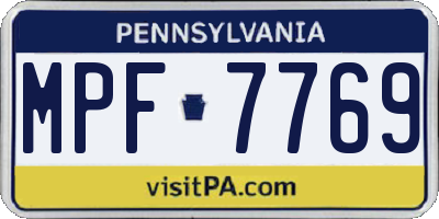 PA license plate MPF7769