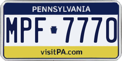 PA license plate MPF7770