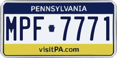 PA license plate MPF7771